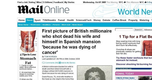 Milionář umíral na rakovinu, zabil sebe i svou ženu