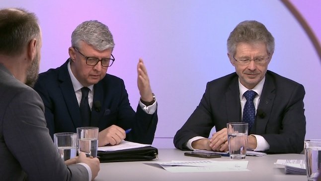 Karel Havlíček (ANO) a Miloš Vystrčil (ODS) v Otázkách Václava Moravce (23.2.2025)
