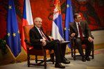 Český prezident Miloš Zeman se svým protějškem Aleksandarem Vučičem na státní návštěvě Srbska (11. 9. 2019)