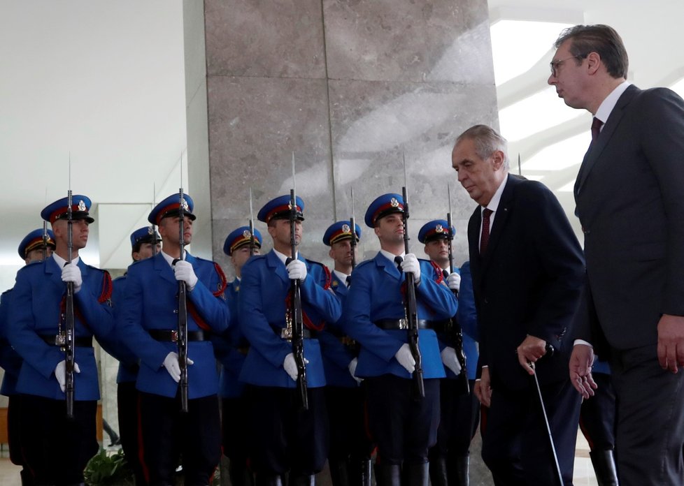 Český prezident Miloš Zeman a jeho protějšek Aleksandar Vučić během návštěvy Srbska (11. 9. 2019)