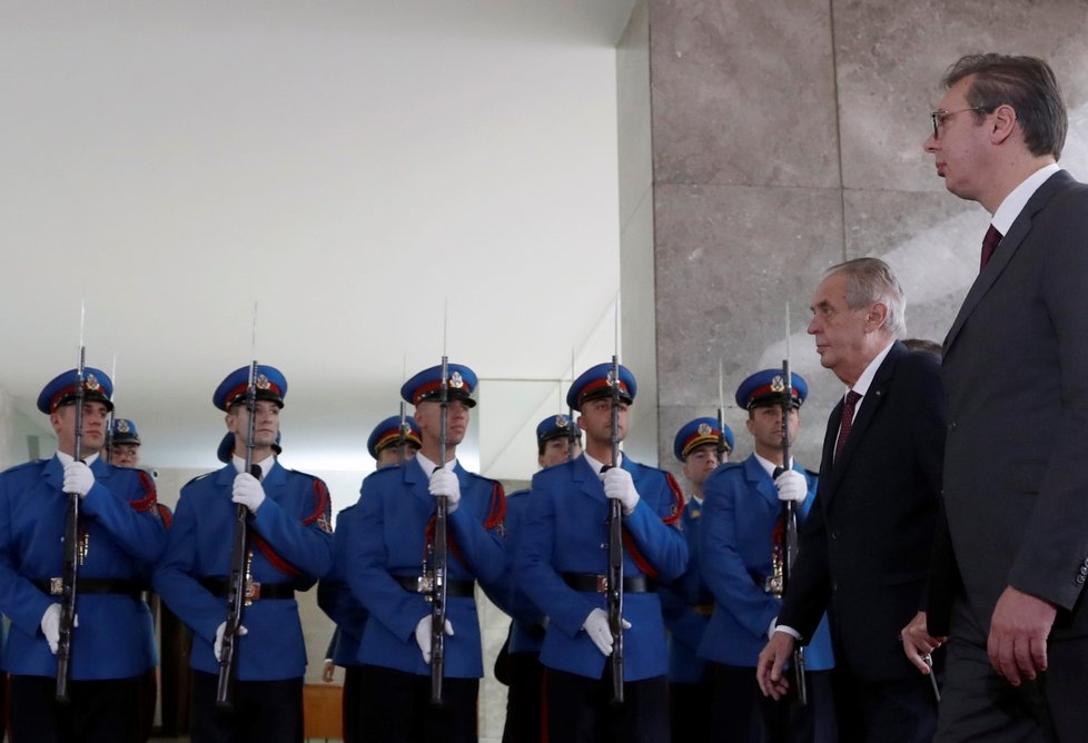 Český prezident Miloš Zeman a jeho protějšek Aleksandar Vučić během návštěvy Srbska (11. 9. 2019)