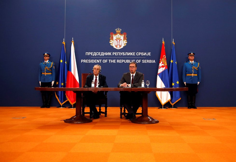 Český prezident Miloš Zeman a jeho protějšek Aleksandar Vučić během návštěvy Srbska (11. 9. 2019)