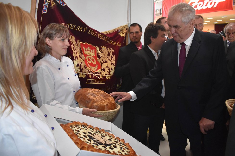 Prezident Miloš Zeman a jeho hradní suita vyrazili do Českých Budějovic na výstavu Země živitelka