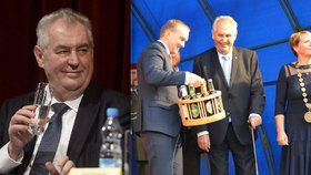 Miloš Zeman abstinent? Vodu prý pije častěji než dřív, z cest si však vozí i alkoholické dárky. A také výrazně zhubl.