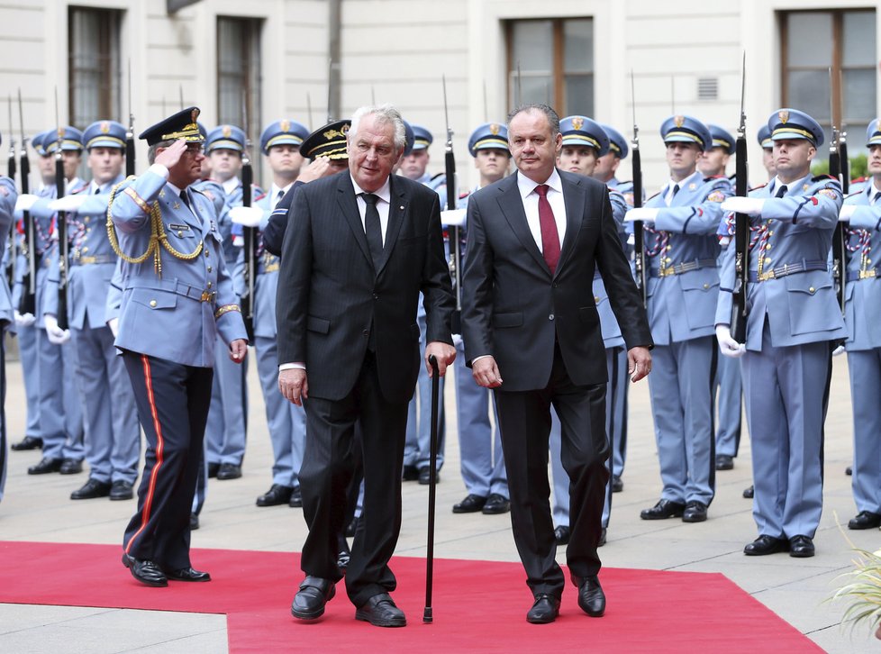 Oba prezidenti se sešli na Pražském hradě.