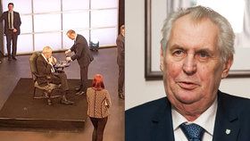 Na Facebooku se objevila fotografie, jak si Miloš Zeman zapálil na Barrandově přímo ve studiu