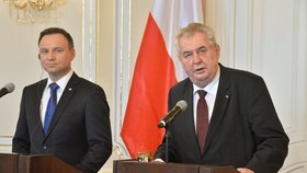 Miloš Zeman přivítal na Pražském hradě polského prezidenta Andrzeje Dudu (15.3.2016)