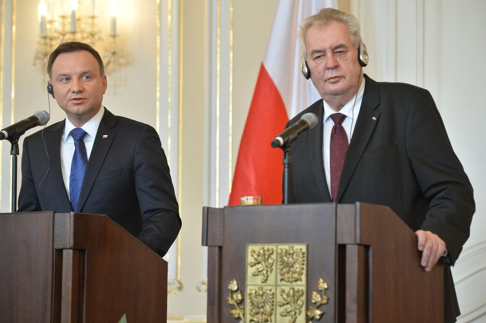 Miloš Zeman přivítal na Pražském hradě polského prezidenta Andrzeje Dudu.