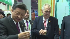 Prezident Miloš Zeman v Šanghaji: U českého stánku s čínským prezidentem Si Ťin-pchingem a českým pivem