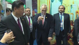 Prezident Miloš Zeman v Šanghaji: U českého stánku s čínským prezidentem Si Ťin-pchingem a českým pivem