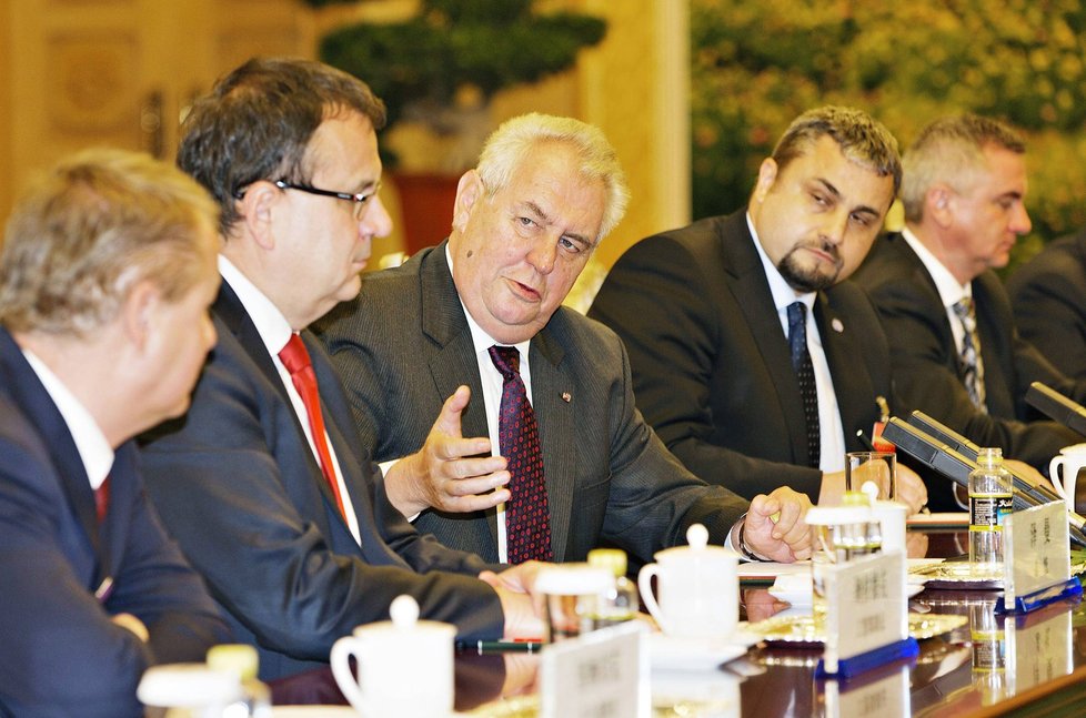 Miloš Zeman na jednání v Pekingu