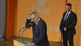 Prezident Miloš Zeman na sjezdu ČSSD (1.3.2019)