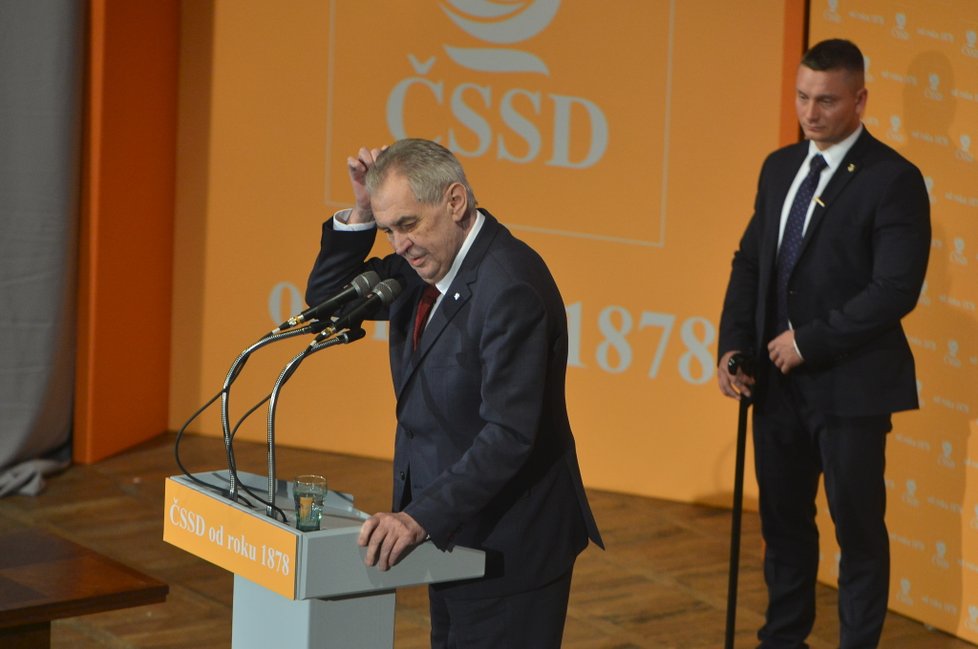 Prezident Miloš Zeman na sjezdu ČSSD (1. 3. 2019)