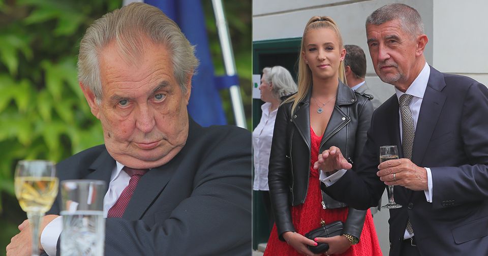 Na recepci na francouzskou ambasádu dorazili Miloš Zeman i Andrej Babiš s dcerou Vivien.