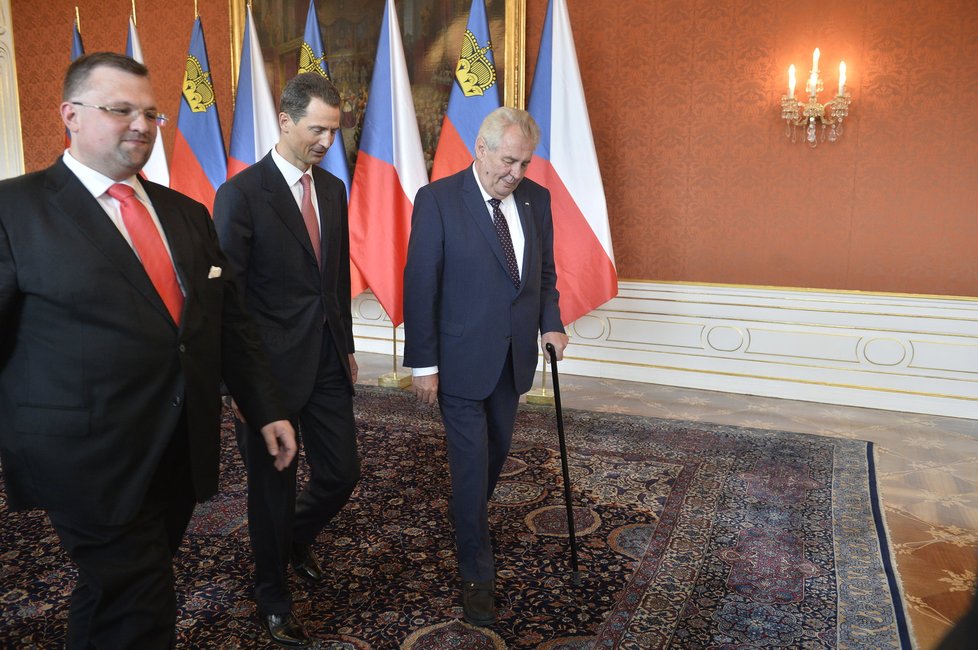 Prezident Miloš Zeman s lichtenštejnským dědičným princem Aloisem