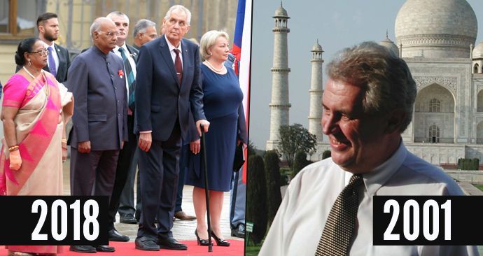 Miloš Zeman byl naposledy v Indii ještě coby premiér v roce 2001. Nyní přivítal na Hradě po 22 letech indického prezidenta i s jeho manželkou.