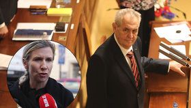 Miloš Zeman se ve Sněmovně pustil do inkluze, rýpl si i do exministryně Valachové