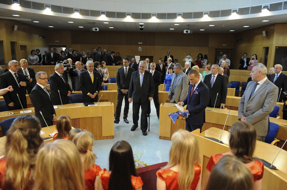 Zeman v budově Krajského úřadu v Českých Budějovicích.