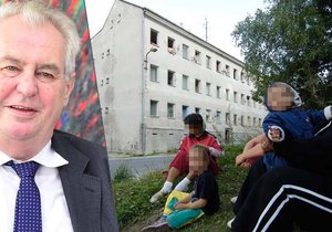 Miloš Zeman navštívil i Větřní, kde žije 500 lidí v sociálně vyloučených oblastech.