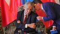 Prezident Miloš Zeman a jeho mluvčí Jiří Ovčáček