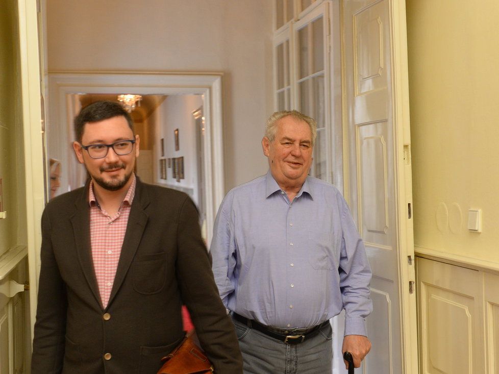 Prezident Miloš Zeman s hradním mluvčím Jiřím Ovčáčkem