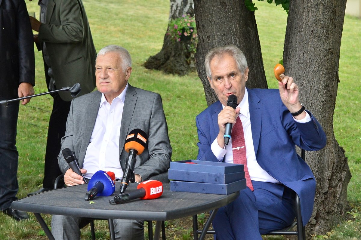 Prezident Miloš Zeman řeční na oslavě 78. narozenin bývalé hlavy státu Václava Klause (19. 6. 2019)