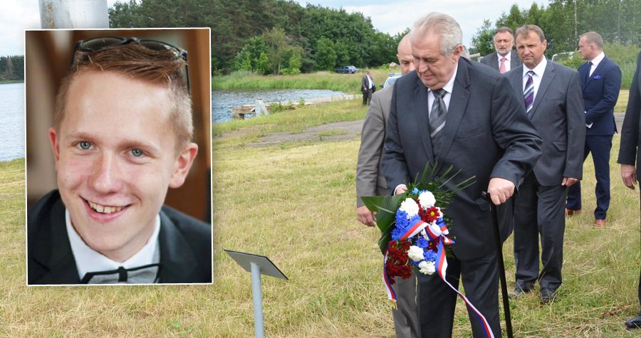 Prezident Zeman uctil památku studenta-hrdiny Petry Vejvody.