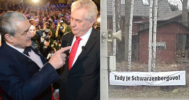 „Tady je Schwarzenbergovo.“ Zemana po šťouchnutí do knížete vítali odpůrci