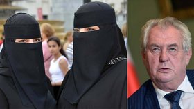 Zeman se vyjádřil proti nošení muslimských šátků v Česku.