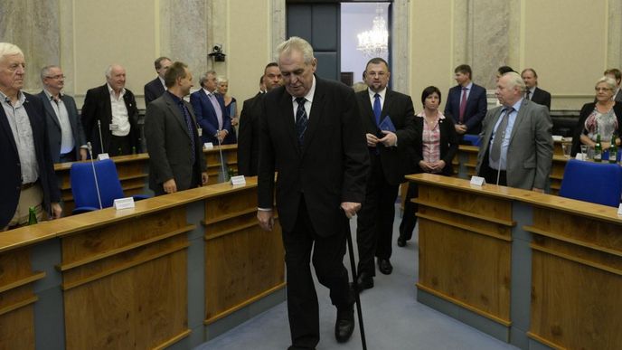 Miloš Zeman na jednání tripartity 12.9.2016