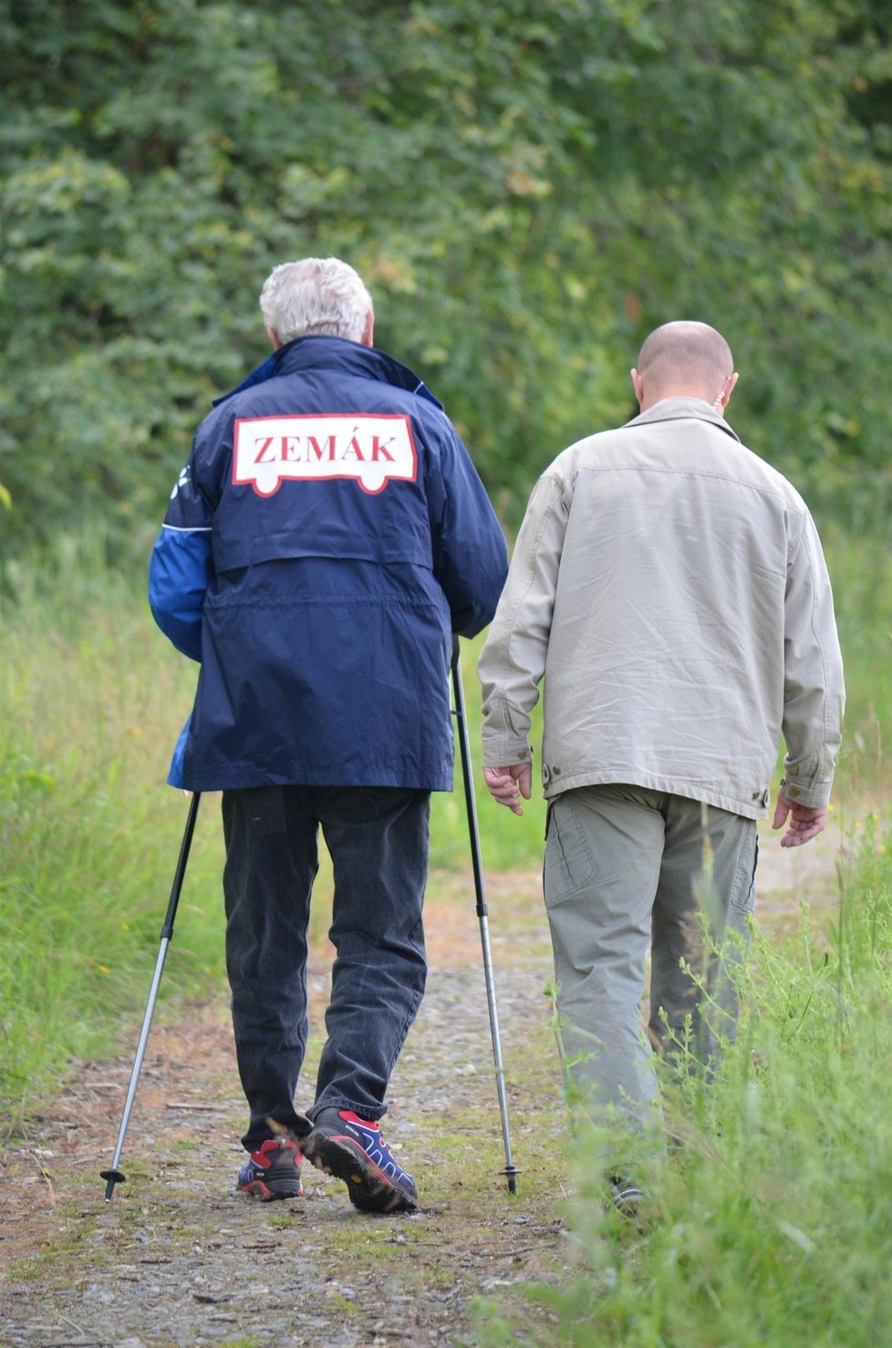 Zeman odhodil hůlku a do ruky vzal dvě sportovní hole. (04.07.2014)