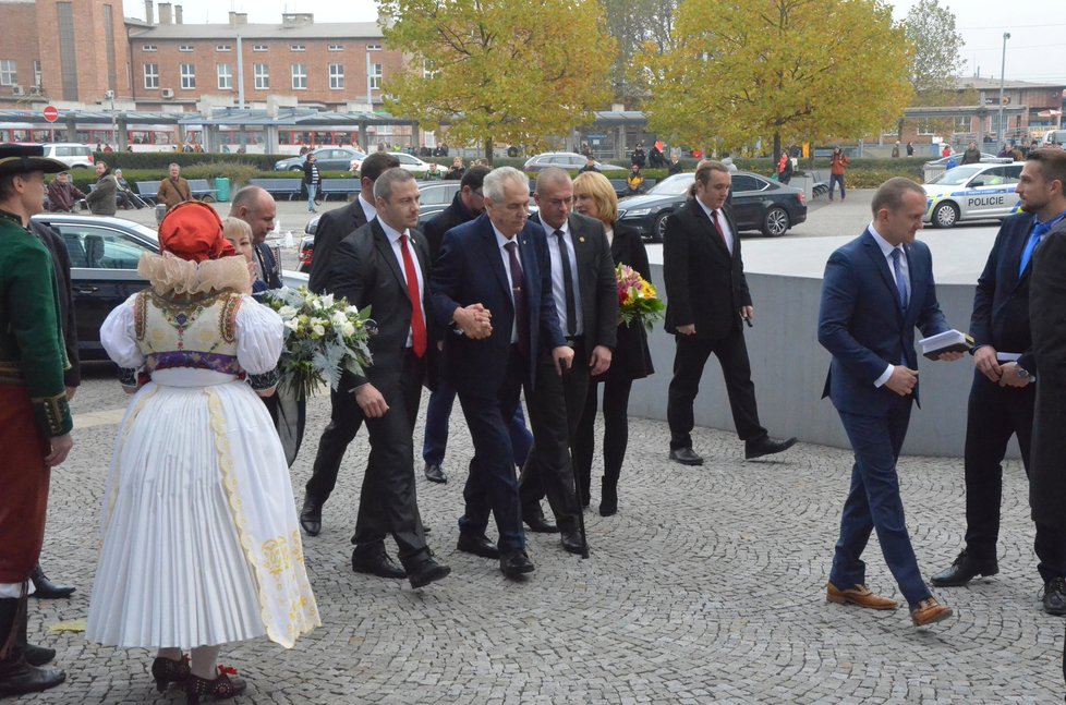 Miloš Zeman při návštěvě Olomouckého kraje, během kterého proběhl protest