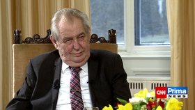 Prezident Miloš Zeman vystoupil v pořadu Partie na CNN Prima News (28.2.2021).