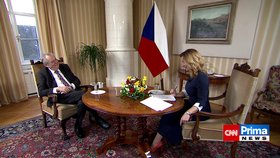 Prezident Miloš Zeman vystoupil v pořadu Partie na CNN Prima News (28. 2. 2021).
