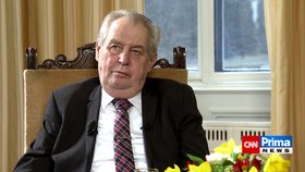 Prezident Miloš Zeman vystoupil v pořadu Partie na CNN Prima News (28. 2. 2021).