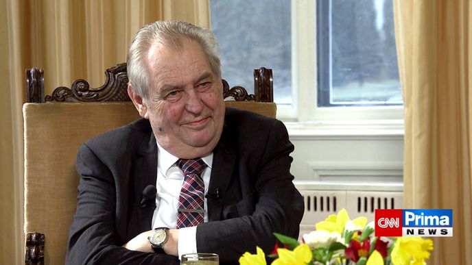 Prezident Miloš Zeman koncem února v pořadu CNN Prima News