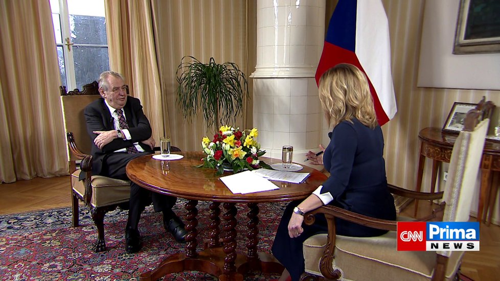 Prezident Miloš Zeman vystoupil v pořadu Partie na CNN Prima News (28.2.2021)