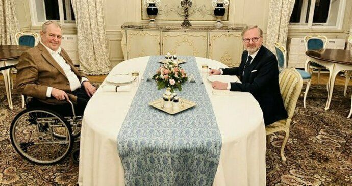 Poslední společná večeře v Lánech Miloše Zemana a Petra fialy (6.3.2023)