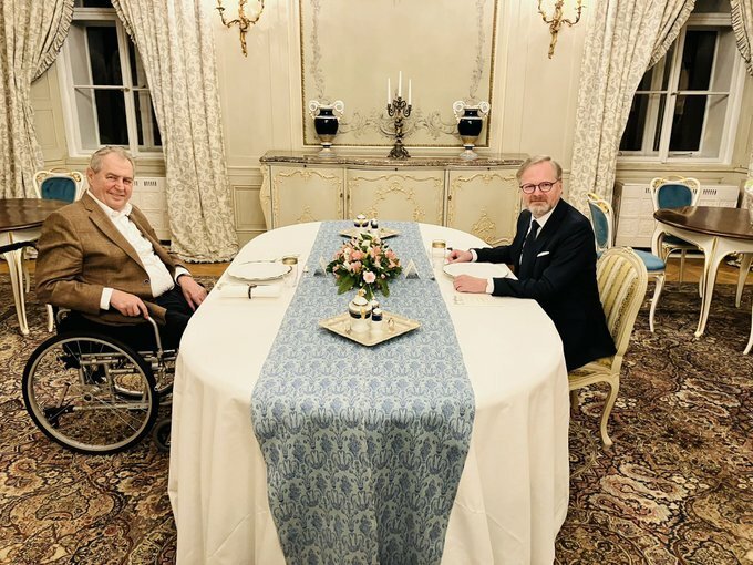 Poslední společná večeře v Lánech Miloše Zemana a Petra fialy (6.3.2023)