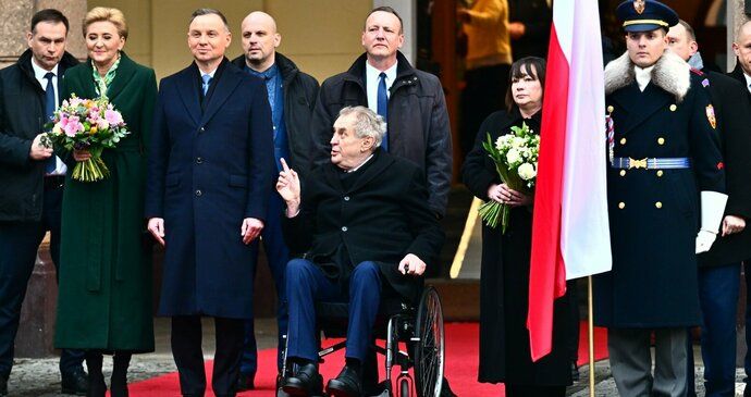 Miloš Zeman a Andrzej Duda v Náchodě. (24.1.2023)