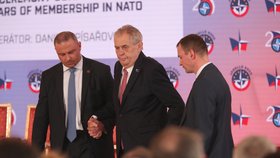 Prezident Zeman na Hradě během oslav 20 let ČR v NATO (12. 3. 2019)