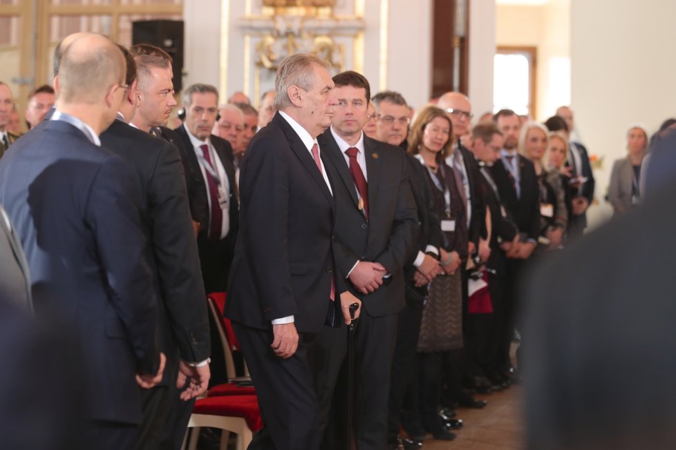 Prezident Zeman na Hradě během oslav 20 let ČR v NATO (12. 3. 2019)