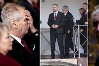 Zemanovo inaugurační utrpení: Vezli ho 234 metrů, stěhovali plošinou a těžce dýchal