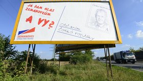 Prezident Miloš Zeman na billboardech strany SPOZ Zemanovci