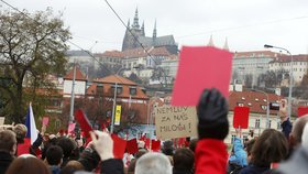 Demonstranti se 17. listopadu 2014 vydali na Hrad vyjádřit nesouhlas s prezidentem Milošem Zemanem