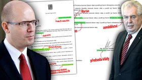 Premiér Sobotka odeslal prezidentu Zemanovi dopis s chybami. Dočkal se za to kritiky.