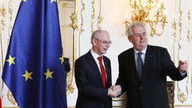 Prezidenti EU a Česka: Van Rompuy a Miloš Zeman na Pražském hradě