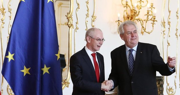 Prezidenti EU a Česka: Van Rompuy a Miloš Zeman na Pražském hradě