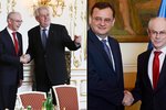 Miloš Zeman i Petr Nečas dnes v Praze přivítali šéfa Evropské rady Van Rompuye