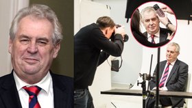 Miloš Zeman nafotil s fotografem Slavíkem sérii oficiálních fotografií, stylistky s lakem na vlasy to jistily